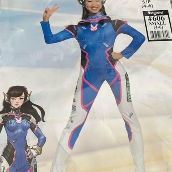 BRAND NEW women disguise overwatch d va halloween jumpsuit cosplay costume M - Picture 5 of 8